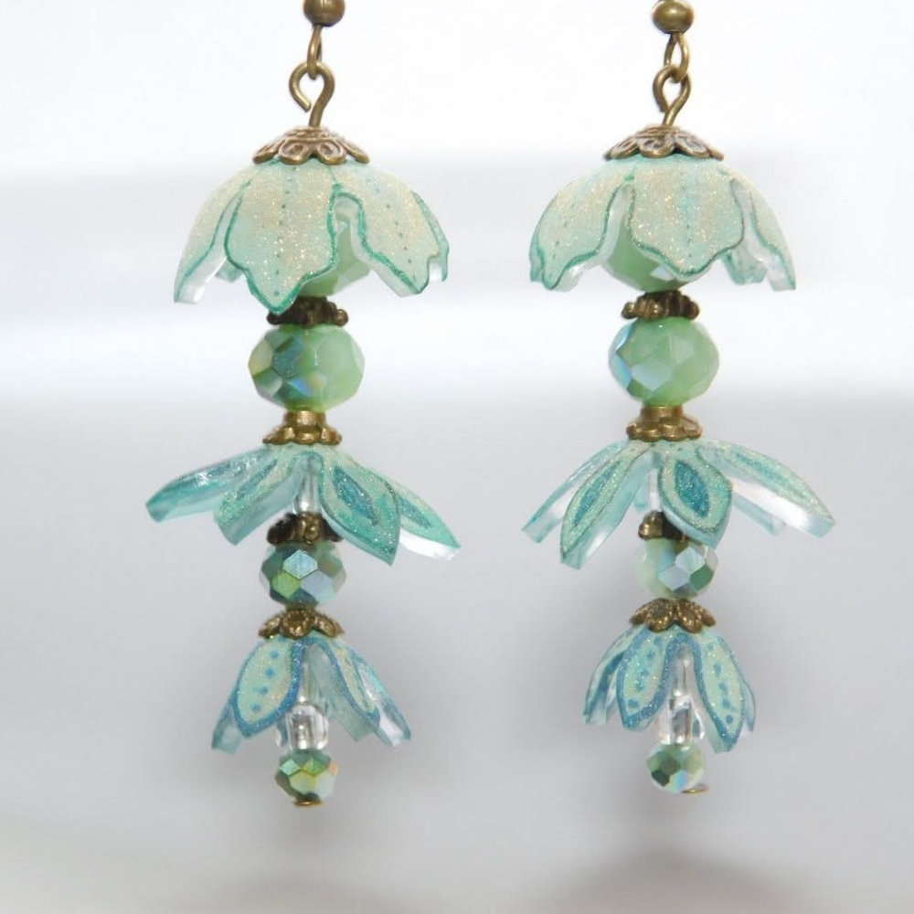 OOAK Artisan crafted Fairycore earrings, Handmade Floral Drop Earrings Unique!
